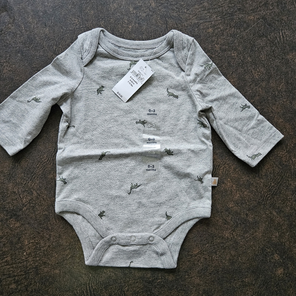 NWT GAP Gray Baby Dinosaur Onesie #787453